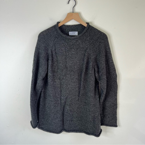 Gray Alpaca Wool Crewneck Sweater dress Tunic Large Vintage - Picture 1 of 7